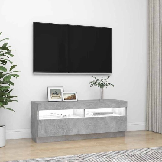 vidaXL TV-benk med LED-lys betonggrå 100x35x40 cm vidaXL TV-benk med LED-lys betonggrå 100x35x40 cm