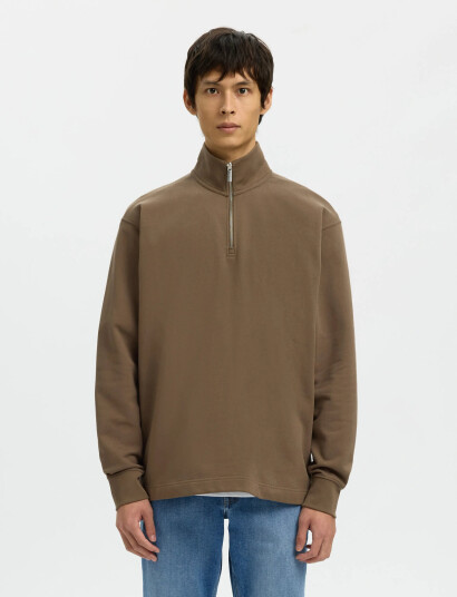 Selected Slhmarc Rib Ls Polo - Brown - XL Selected Slhmarc Rib Ls Polo - Brown - XL