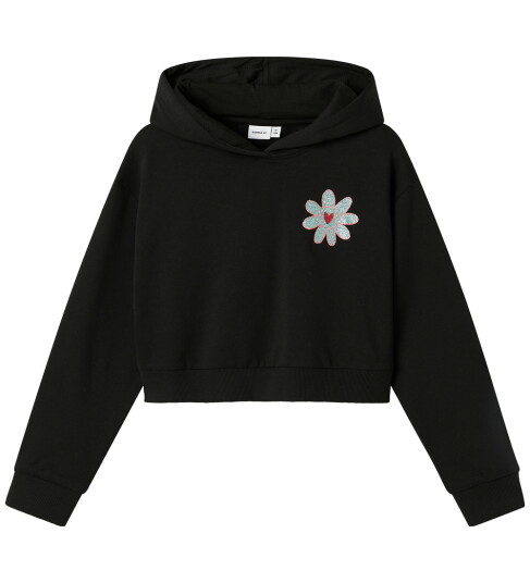 name it Nkfkory Ls Crop Boxy Swe Wh Bru Ps Noos Black 134-140