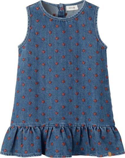 Lil" Atelier Kjole NmfLiva Dark Blue Denim/Hearts Lil Atelier 7 år (122) Kjole Blå Brun Lil" Atelier Kjole NmfLiva Dark Blue Denim/Hearts Lil Atelier 7 år (122) Kjole Blå Brun