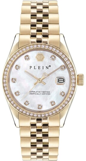 Philipp Plein Dameklokke PWYAA0323 Street Couture Hvit/Gulltonet Philipp Plein Dameklokke PWYAA0323 Street Couture Hvit/Gulltonet