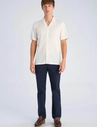 Lindbergh Cotton / Lyocell Blend Resort Shirt Cream S