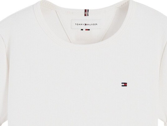 Tommy Hilfiger Essential Rib Top Ss OFF WHITE 140