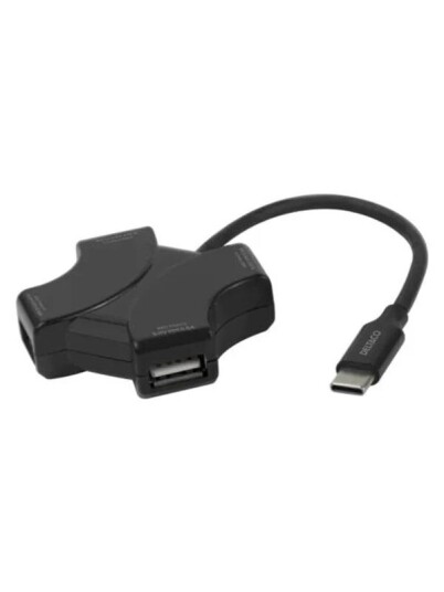 Deltaco USB Hub 4x USB A USB hub 4 porter Svart USBC HUB205 Deltaco USB Hub 4x USB A USB hub 4 porter Svart USBC HUB205