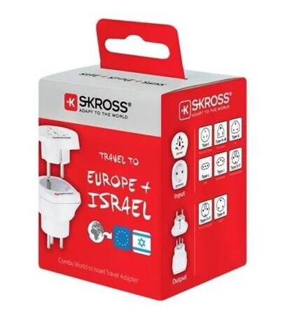 Skross Reiseadapter Combo Verdensstandard til Israel Hvit Skross Reiseadapter Combo Verdensstandard til Israel Hvit