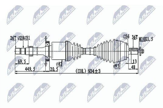 Nty Drivaksel NTY NPW VV 133 Nty Drivaksel NTY NPW VV 133