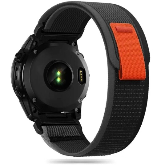 Universal Garmin 22mm Tech-Protect Nylon Pro Rem - Svart / Orange