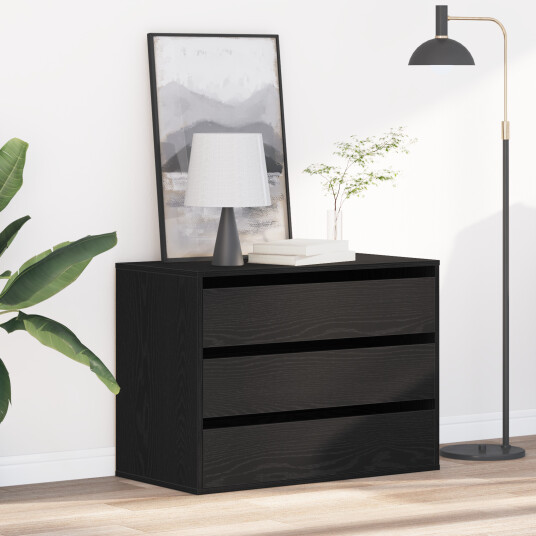 Hjørneskuffeseksjon Svart Eik 80x41x58 cm Konstruert Tre
