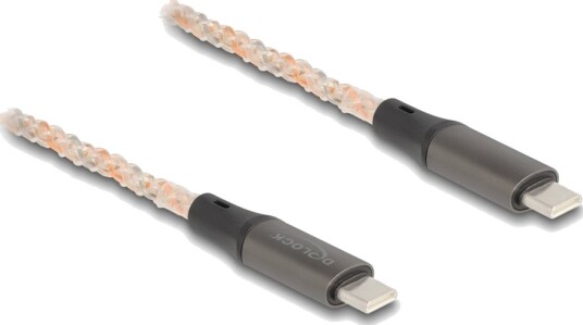 Delock Usb-Kabel 24 Pin Usb-C Hann Til 24 Pin Usb-C Hann Usb 2.0 20 V 5 A 1.2 M Støtte For Power Delivery 3.0 Fast Charging Up To 100W Rgb Illumination Gjennomsiktig Copper-Coloured