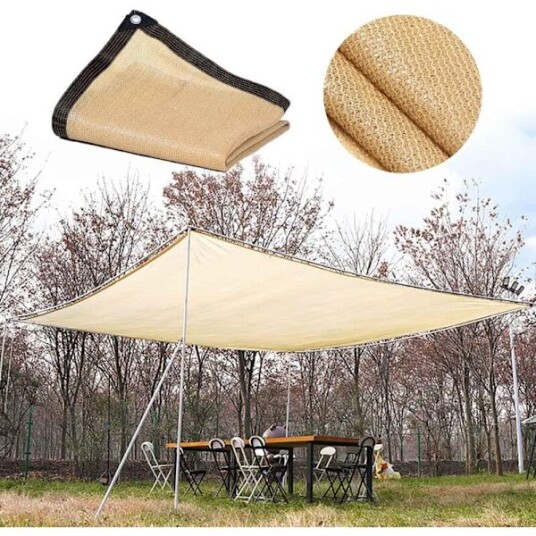 Beige Skyggeduk Rektangulær Skygge Seil 90% UV Bestandig Pustende og Motstandsdyktig Skyggeduk for Drivhus Pergola Hage Svømmebasseng 4X4m