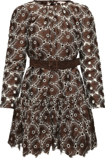 by Ti Mo Embroidery Mini Dress 074 CHOCOLATE M