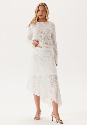 BUBBLEROOM Asymmetric Lace Skirt White XS