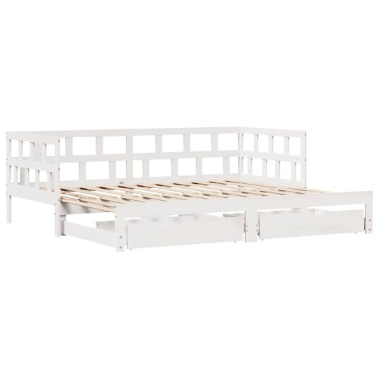  Uttrekkbar dagseng med skuffer uten madrass hvit 80x200 cm