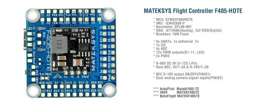 Mateksys F405-HDTE Flight Controller Mateksys F405-HDTE Flight Controller