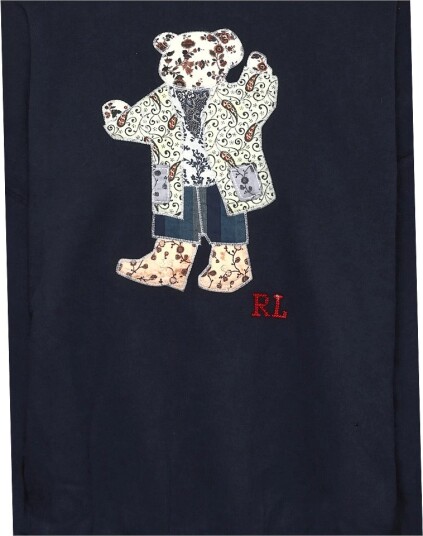 Polo Ralph Lauren Patchwork Polo Bear Fleece Crewneck HUNTER NAVY XL