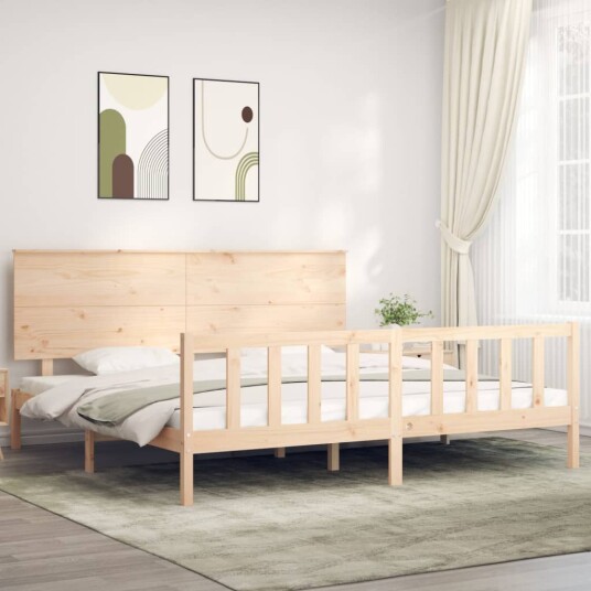 vidaXL Sengeramme med hodegavl 6FT Super King heltre 8720845985868