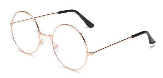 Runde briller med klart glass uten styrke rosegull