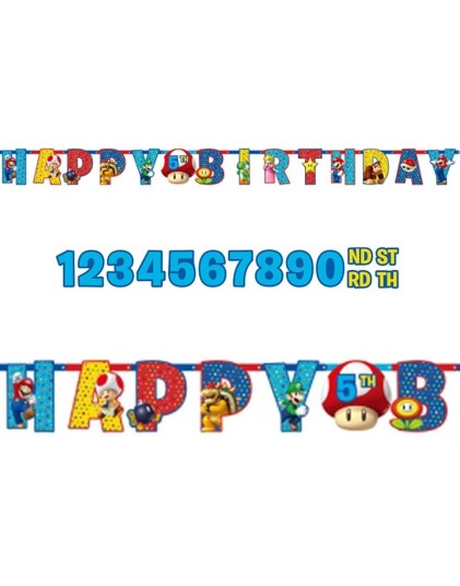 Happy Birthday Banner 320 cm Super Mario Party