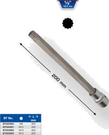 Ks Tools 1/2" Flertanns Bitssokkel M14, 200 Mm Håndverktøy Ks Tools 1/2" Flertanns Bitssokkel M14, 200 Mm Håndverktøy