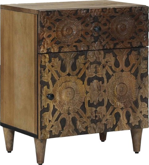 Sengekabinett med skuff Brun 50 x 33 x 60 cm Massiv mango tre