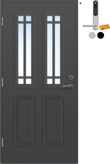 Ytterdør Bygg1 Mandal Klarglass med Yale Doorman Classic Home