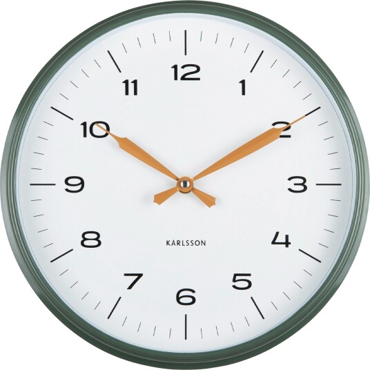 KARLSSON Wall Clock Modern Factory Jungle Green W. Ochre Yellow Green Ø 30 CM
