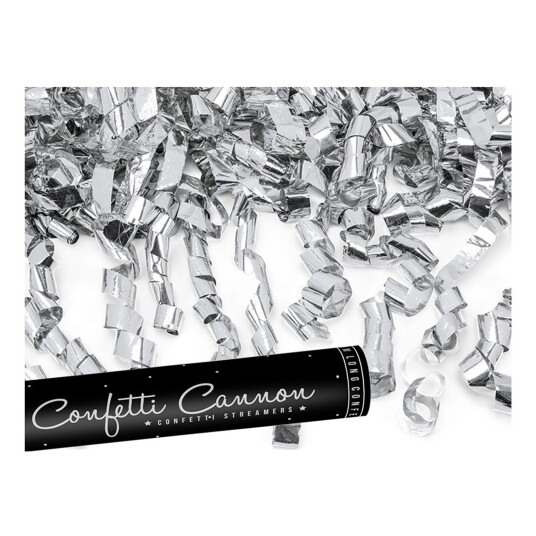 PartyDeco Konfettikanon Streamers Sølv - 40 cm PartyDeco Konfettikanon Streamers Sølv - 40 cm
