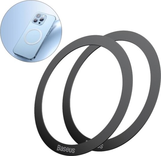 Baseus Pcch000001 Magnetisk Ring Svart Rustfritt Stål 0,4 Mm 5,5 Cm 2 Stykker