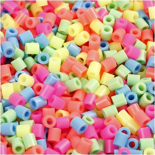 Nabbi Rørperler, Str. 5x5 Mm, Hullstr. 2,5 Mm, 6000 Ass., Pastellfarger