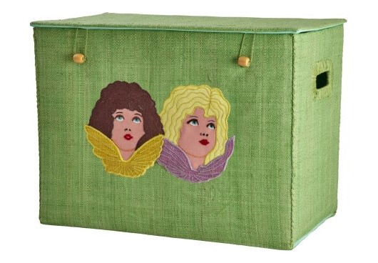 RICE Raffia oppbevaringsboks med engler Soft Army Green Large