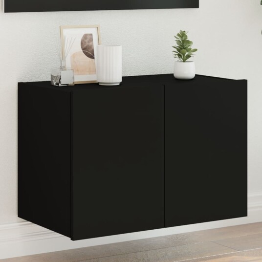vidaXL Vegghengt TV-benk med LED svart 60x35x41 cm 8721012258884