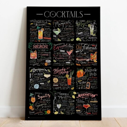 Cocktail Drinker Oppskrifter Plakat - 91,5 x 61 cm Cocktail Drinker Oppskrifter Plakat - 91,5 x 61 cm
