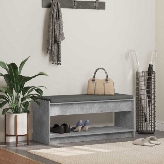 vidaXL Gangbenk BetongGrå 103 x 38 x 45 cm Konstruert treverk og stoff
