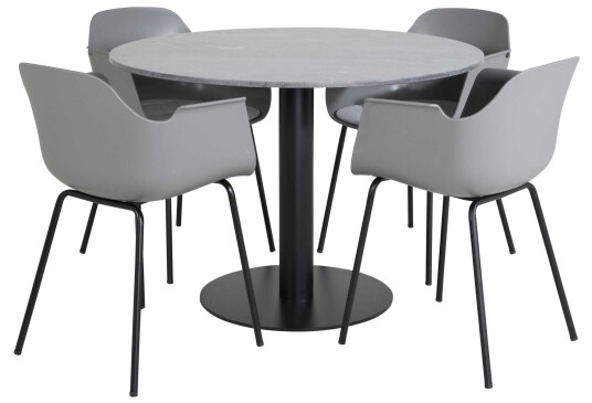 Venture Design Estelle & Comfort spisegruppe Svart/grå 4 st stoler & bord 106 cm