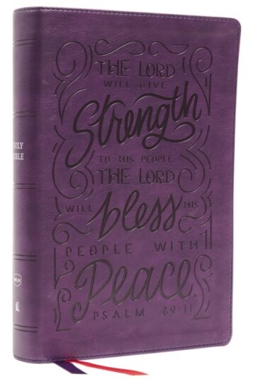 NKJV, Giant Print CenterColumn Reference Bible, Verse Art Cover Collection, Leathersoft, Purple, Red Letter, Comfort Print Holy Bible, New King James Version