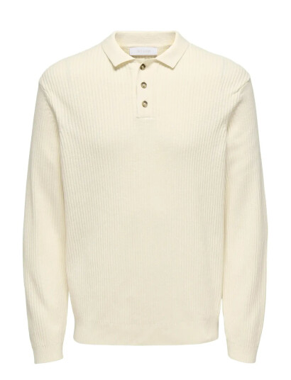ONLY & SONS Onslaw Reg Ls Polo Knit Frml - Cream - XS