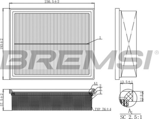 Luftfilter BREMSI FA1153 Luftfilter BREMSI FA1153