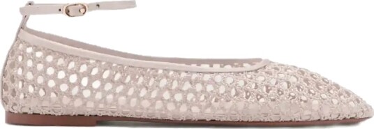 Mango Crochet Ankle Strap Ballerinas Pink 42
