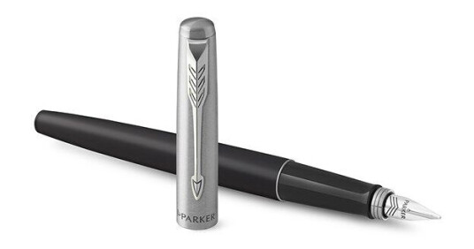 Parker Jotter Fountain Pen  Bond Street Svart  Medium Nib Blå Ink  Gift Box