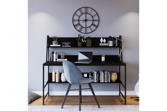 Skrivebord Demira 140 cm med Oppbevaringshyller Svart