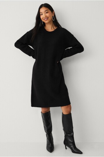 Selected Femme Kjole slfLulu LS Knit New O neck Dress NO Svart