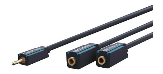 ClickTronic 3,5 mm til 2 RCA Lydadapter - Blå, 0.1 m