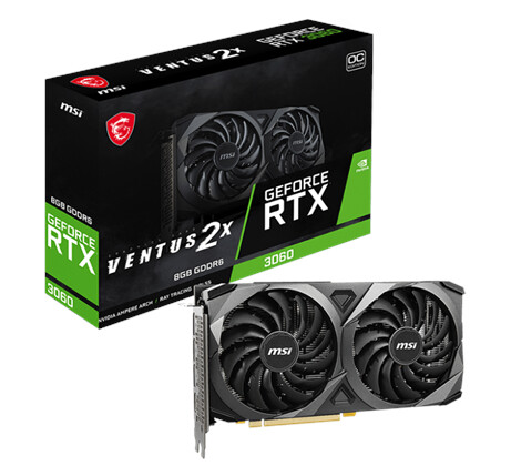 MSI GeForce RTX 3060 VENTUS 2X OC 8GB GDDR6 - 8GB GDDR6 RAM - Grafikkort