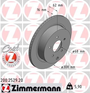 Bremseskive ZIMMERMANN 200.2529.20 Bremseskive ZIMMERMANN 200.2529.20