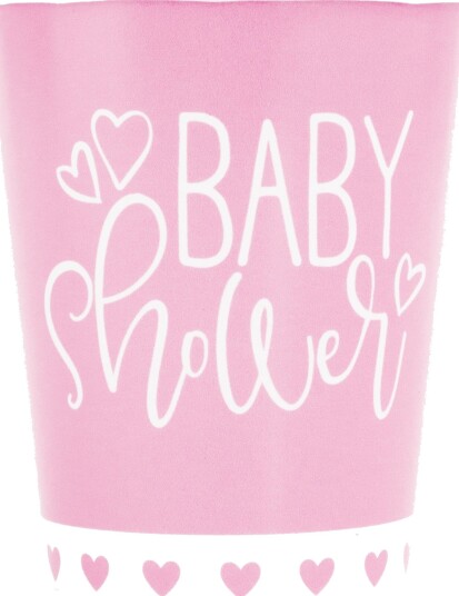 Unique Party Pappkopper Baby Shower Rosa 8-pakning 73366eu