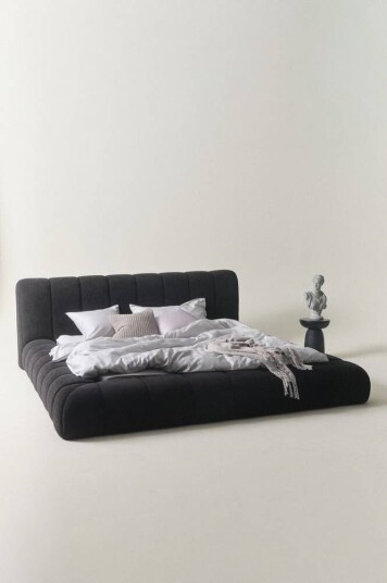Jotex DERMY sengeramme 160 cm Svart marmor izmir/røykfarget mattsvart 1679867-05-05 1679641-03-0