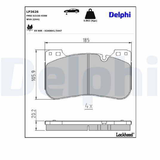 Bremseklosser DELPHI LP3626