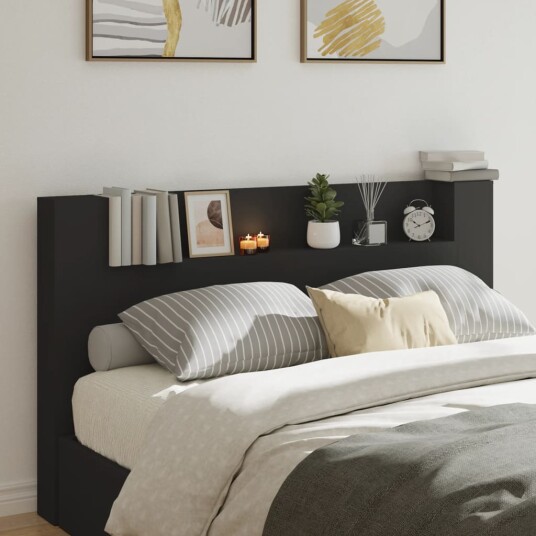 Hodegavl skap med LED svart 180x16,5x103,5 cm 8721012465756