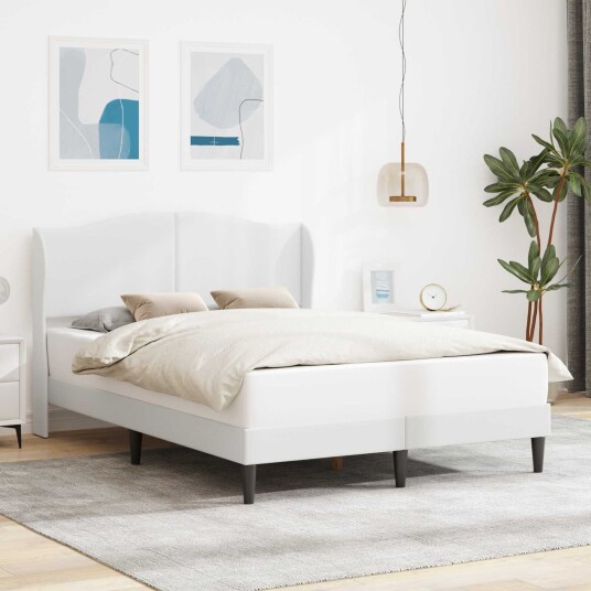 Sengestamme med hodegjerde Hvit 140 x 200 cm Kunstlær