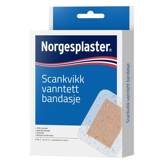 Norgesplaster Scankvikk vanntett bandasje 7,9 x 9,7 cm 5 stk Norgesplaster Scankvikk vanntett bandasje 7,9 x 9,7 cm 5 stk